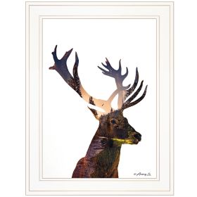 "Deer in the Forest" by Andreas Lie, Ready to Hang Framed Print, White Frame