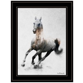 "Galloping Stallion" by Andreas Lie, Ready to Hang Framed Print, Black Frame