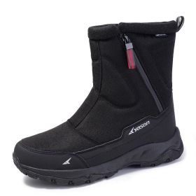 Thickened Snow Boots Couple Fleece Warm Outdoor Walking Climbing Shoes Winter (Option: All Black Bottom-40)