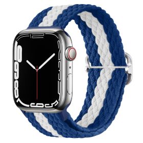 Apple Watch Watchband Adjustable Nylon Braided For Apple Watch7 Strap (Option: Blue Stripes White-38\40\41mm)