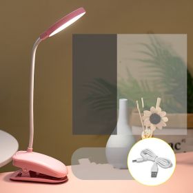 Dimming Adjustable Eye Clip Lamp Study Dormitory Office (Option: Pink-USB cable)