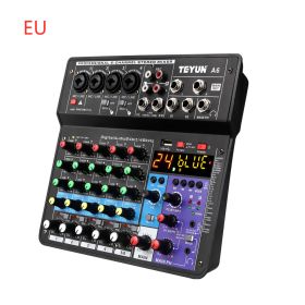 Bluetooth Sound Card Mixer Live Equipment Microphone Effector (Option: Black-EU)