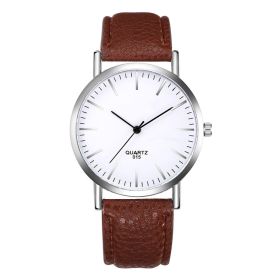 Ultrathin Fashion Casual Men's And Women's Couple Belt Watch (Option: White face brown belt)