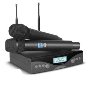 One support two wireless professional microphone (Option: Black-EU)