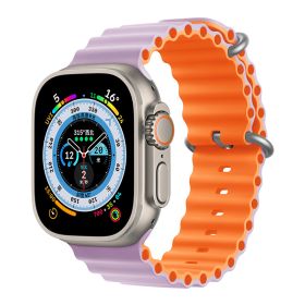 Marine Two-color Silicone Strap Sports (Option: Light Purple With Orange-384041mm)