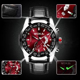 Watch Calendar Steel Band Non Mechanical (Option: Red side belt)