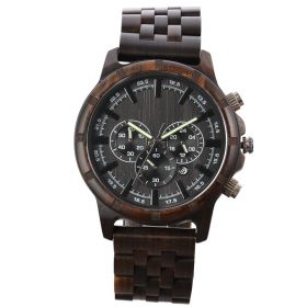 Men's Multi-function Quartz Watch Business Luminous (Option: Ebony)