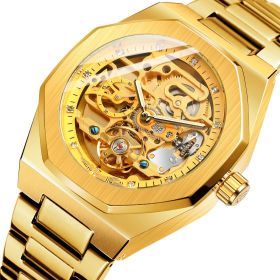 Men's Fully Automatic Mechanical Watch (Option: Gold belt and gold face)