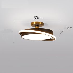 Bedroom Light Nordic Simple Modern Light Luxury Creative Round Led Ceiling Light Restaurant Designer Master Bedroom Room Light (Option: Tricolor Light-60cm Black Gold)