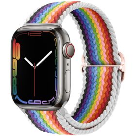 Apple Watch Watchband Adjustable Nylon Braided For Apple Watch7 Strap (Option: 2022 White Rainbow-38\40\41mm)