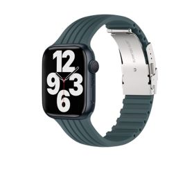 Silicone Stripe IWatch Strap For Men And Women (Option: Olive green-38or40or41mm)