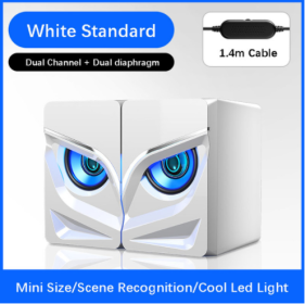 PC Gaming Speakers, 2.0 Channel Stereo Desktop Computer Sound Bar Speakers (Option: White-Standard)