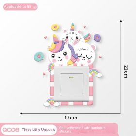 Household Light Switch Decorative Three-dimensional Stickers (Option: Three Little Unicorn)