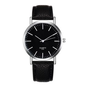 Ultrathin Fashion Casual Men's And Women's Couple Belt Watch (Option: Black face and black belt)