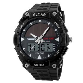 Time Beauty Men's Fashion Solar Watch Waterproof Electronic (Color: Black)