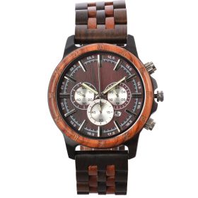 Men's Multi-function Quartz Watch Business Luminous (Option: Ebony among red sandalwood)