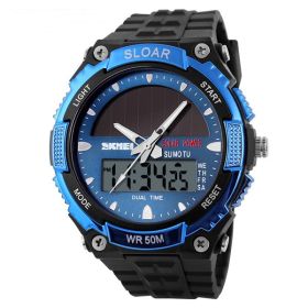 Time Beauty Men's Fashion Solar Watch Waterproof Electronic (Color: Blue)