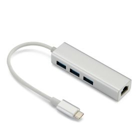 HUB 100M Wired Network Card 4 In One Docking Station (Option: Silver-1port 3.0or2port2.0-USB)