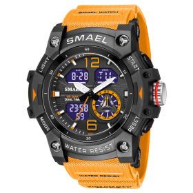 Waterproof Double Display Electronic Quartz Watch (Color: Orange)