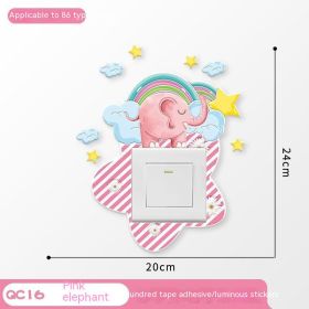 Household Light Switch Decorative Three-dimensional Stickers (Option: Pink Elephant)