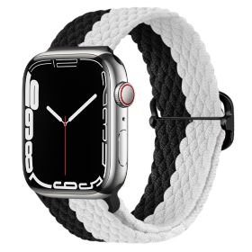 Apple Watch Watchband Adjustable Nylon Braided For Apple Watch7 Strap (Option: Two Tone Black With White-38\40\41mm)