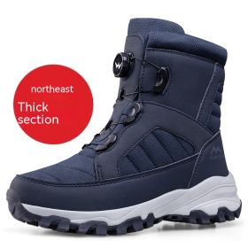 Men's Button Snow Boots Fleece-lined Thickened Women (Option: Z623 Female Blue-36)