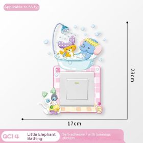 Household Light Switch Decorative Three-dimensional Stickers (Option: Baby Elephant Bath)