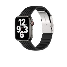 Silicone Stripe IWatch Strap For Men And Women (Option: Black-38or40or41MM)