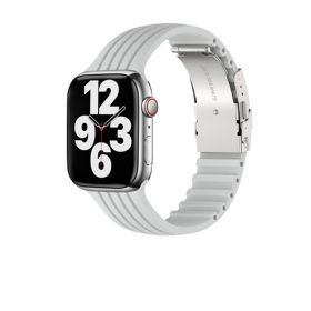 Silicone Stripe IWatch Strap For Men And Women (Option: Cloudy grey-38or40or41mm)