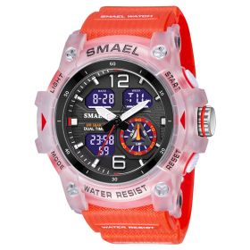 Waterproof Double Display Electronic Quartz Watch (Color: Red)