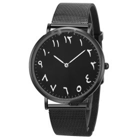 Fashion Trend Korean Version Simple And Personalized Digital Steel Band Watch (Option: Silver scale black shell)