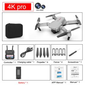 New E88 Pro Drone 4k HD Dual Camera Visual Positioning 1080P WiFi fpv drone height preservation rc quadcopter (Color: 4K pro 1B3)