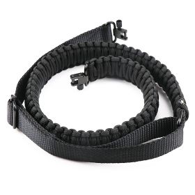 Tactical Paracord Sling Adjustable Paracord Strap Gun Belt Rifle Gun Sling (Color: Black)