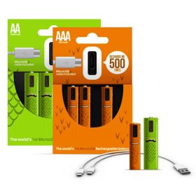 ECO Recharge 4 Pack AA Or AAA USB Rechargeable Batteries (Color: AAA -4 pack)