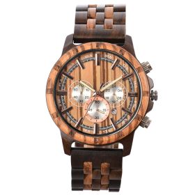 Men's Multi-function Quartz Watch Business Luminous (Option: Ebony zebra)