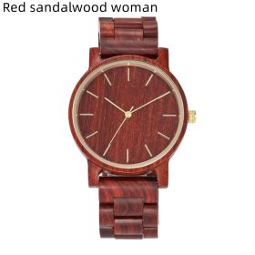 Vintage Casual Wood Watch Fashion (Option: Red sandalwood woman)