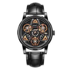 Black Gold Trend Three Dimensional Watch Personality Gear Gyro Season To Run Watch Men (Option: Black belt)