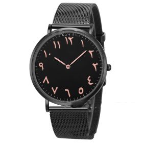 Fashion Trend Korean Version Simple And Personalized Digital Steel Band Watch (Option: Rose Gold Digital Black Shell)