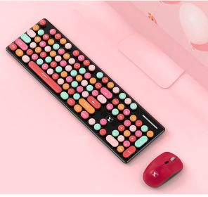 Rechargeable Candy Lipstick N620 Wireless Keyboard Mouse Set (Option: Rose Red-Rechargeable version)