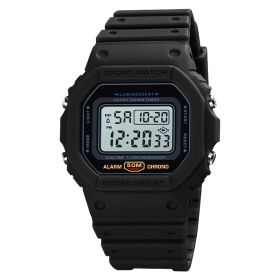 Classic Small Block Electronic Watch (Option: Black white machine)