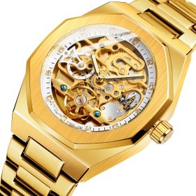 Men's Fully Automatic Mechanical Watch (Option: Gold Belt White Face)