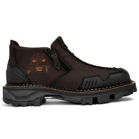 Men's Dr Martens Boots Halloween Skull Booties (Option: Dark Brown-39)