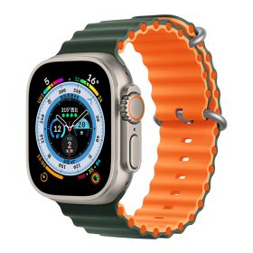 Marine Two-color Silicone Strap Sports (Option: Dark Green With Orange-42444549mm)