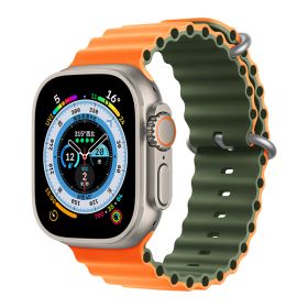 Marine Two-color Silicone Strap Sports (Option: Orange With Army Green-42444549mm)