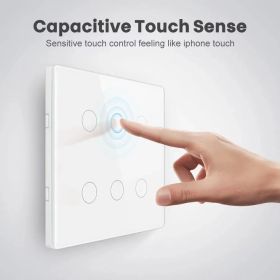 Plastic Remote Controller Smart Touch Four Six-way Voice With Function (Option: four way White-Touch-6th Road)