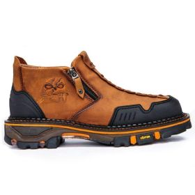 Men's Dr Martens Boots Halloween Skull Booties (Option: Orange Brown-39)