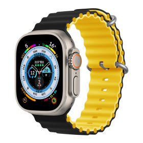 Marine Two-color Silicone Strap Sports (Option: Black With Yellow-42444549mm)