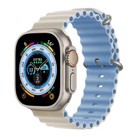 Marine Two-color Silicone Strap Sports (Option: Antique White With Mist Blue-42444549mm)