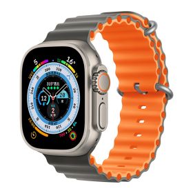 Marine Two-color Silicone Strap Sports (Option: Gray With Orange-42444549mm)